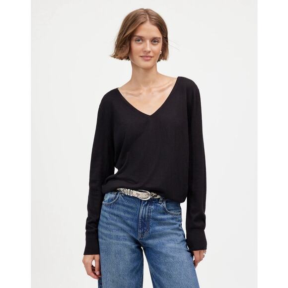 Madewell Merino Wool Silk Blend V-Neck Sweater US Women's XXS - Picture 1 of 7